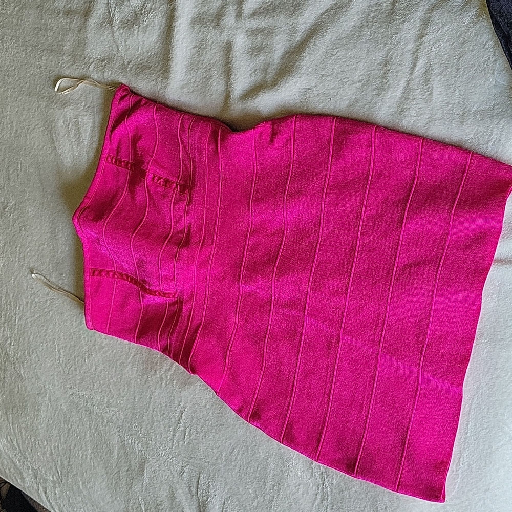 Pink strapless bandage dress